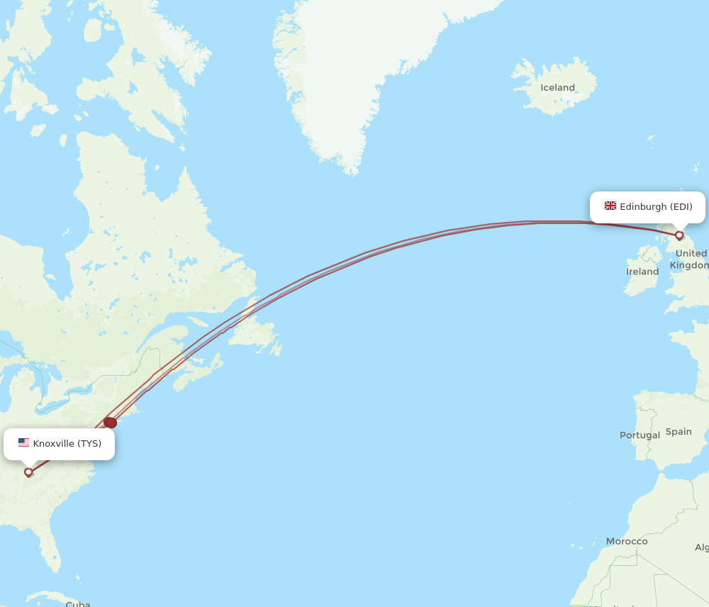 EDI-TYS flight routes