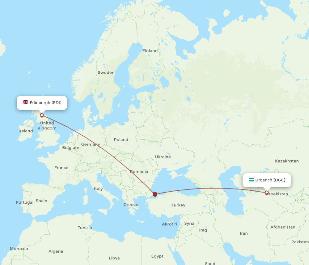 EDI-UGC flight routes