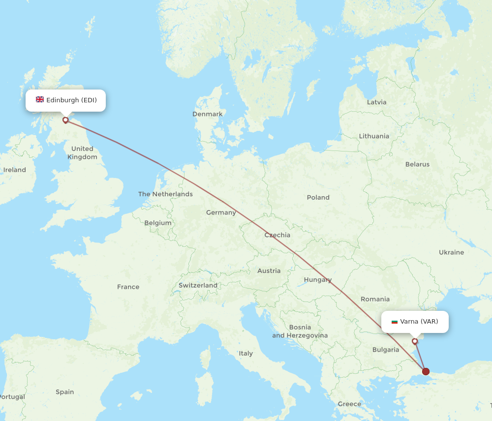 EDI to VAR flights and routes map
