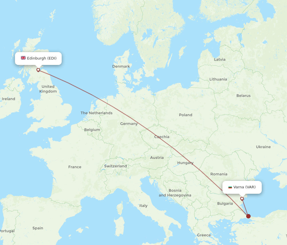 EDI-VAR flight routes