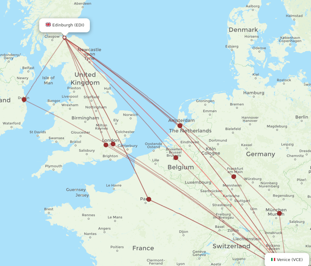 EDI-VCE flight routes