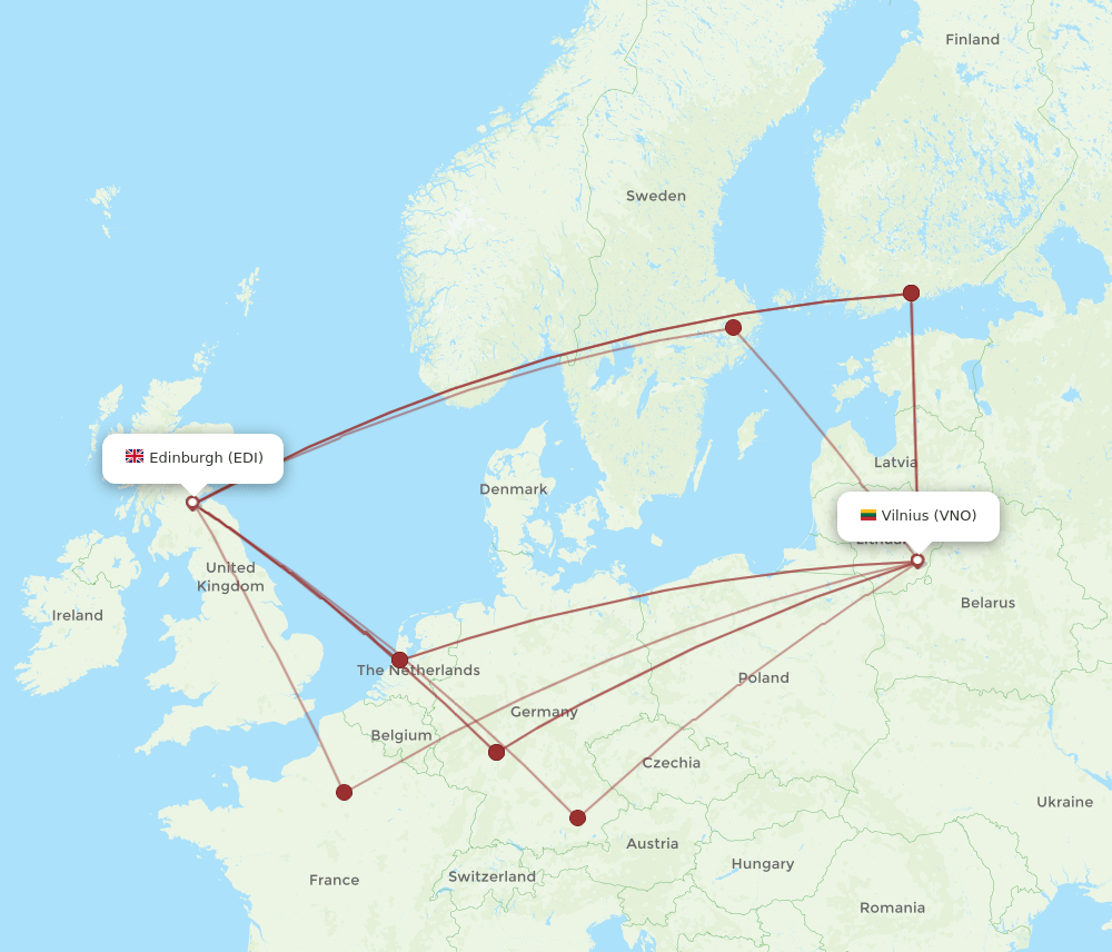 EDI-VNO flight routes