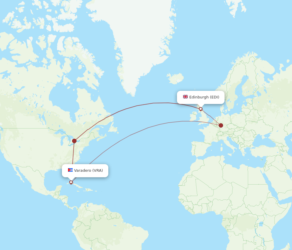 EDI to VRA flights and routes map