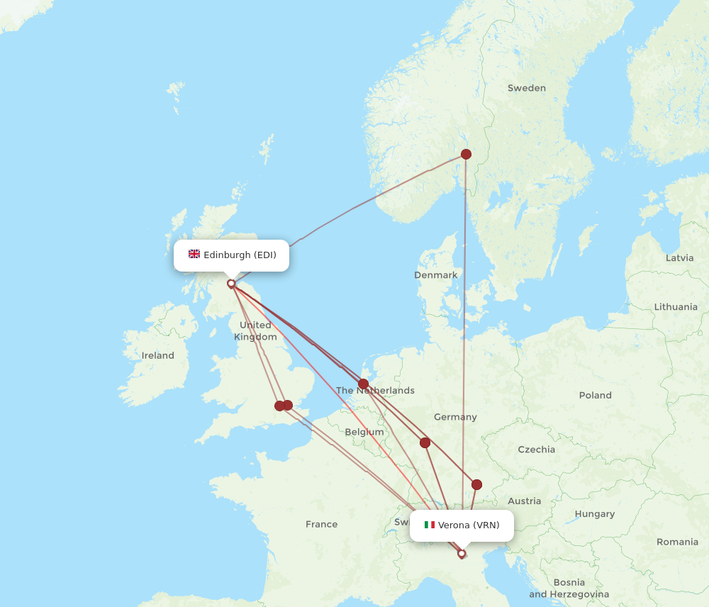 EDI to VRN flights and routes map