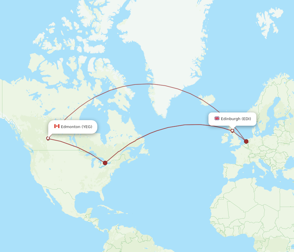 EDI to YEG flights and routes map