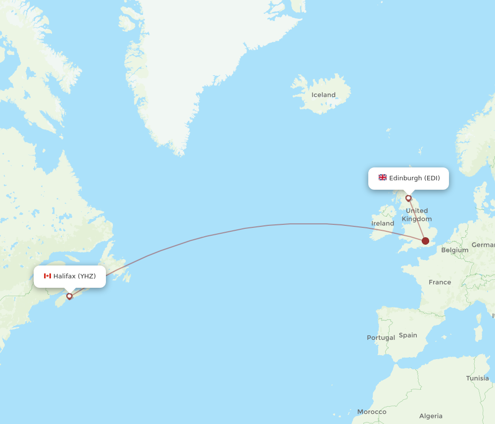 EDI to YHZ flights and routes map