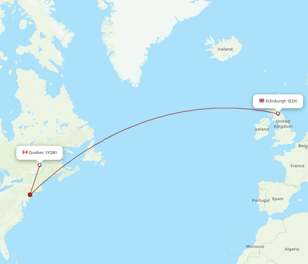 EDI to YQB flights and routes map