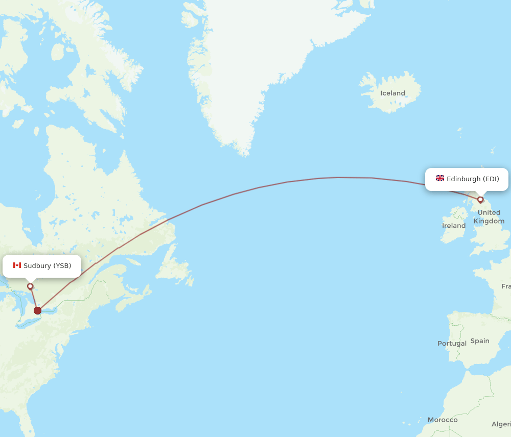 EDI to YSB flights and routes map