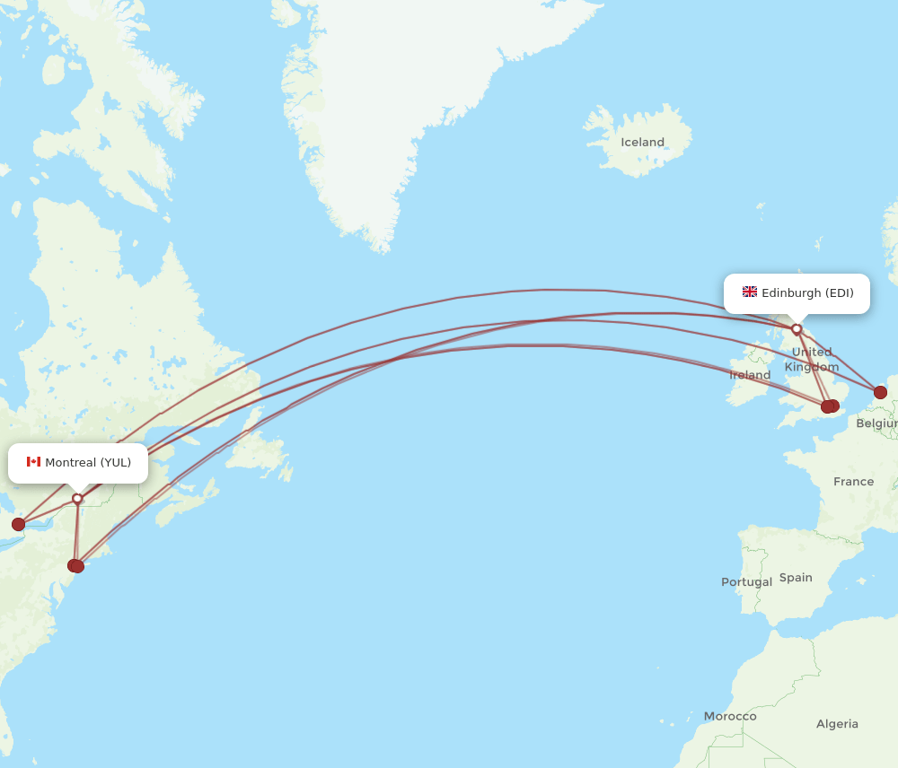 EDI-YUL flight routes