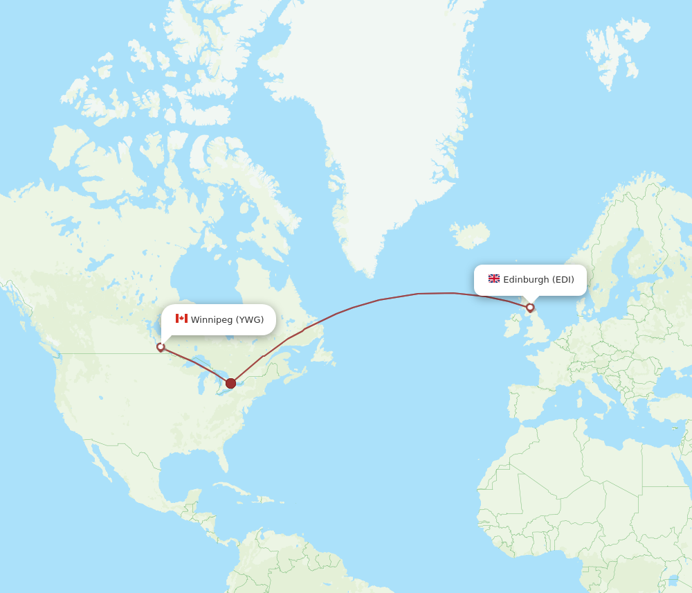 YWG to EDI flights and routes map