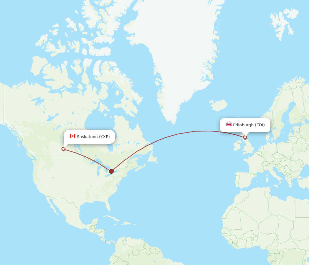 EDI-YXE flight routes