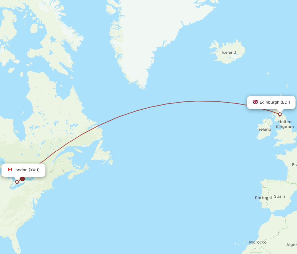 EDI-YXU flight routes