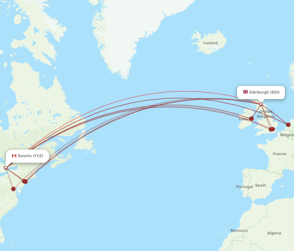 EDI-YYZ flight routes