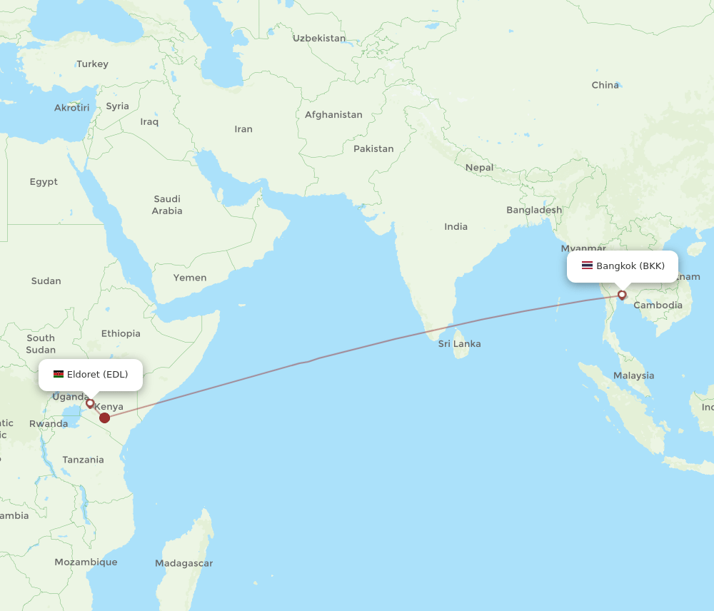 EDL-BKK flight routes