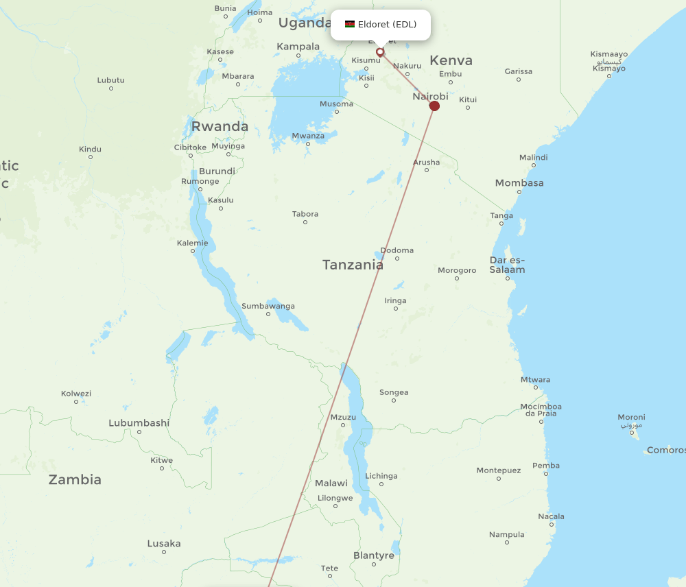 EDL-HRE flight routes