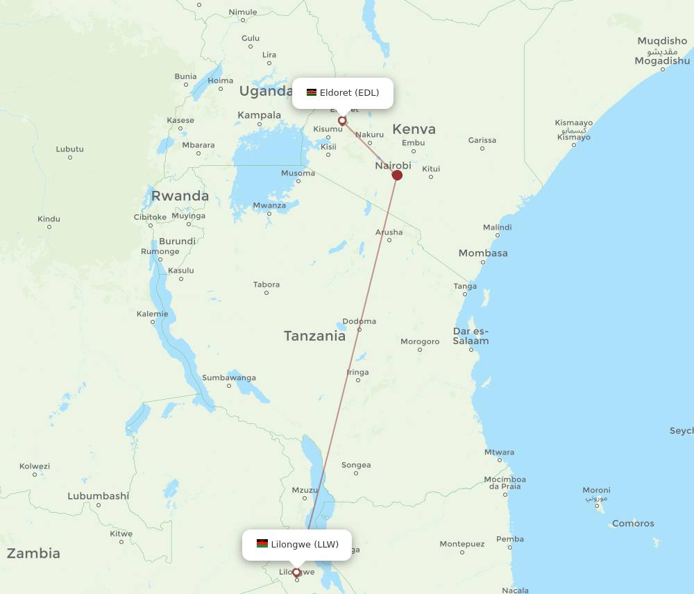 EDL-LLW flight routes