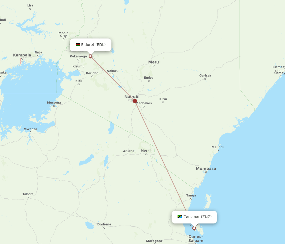 EDL-ZNZ flight routes