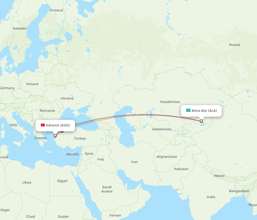 EDO-ALA flight routes