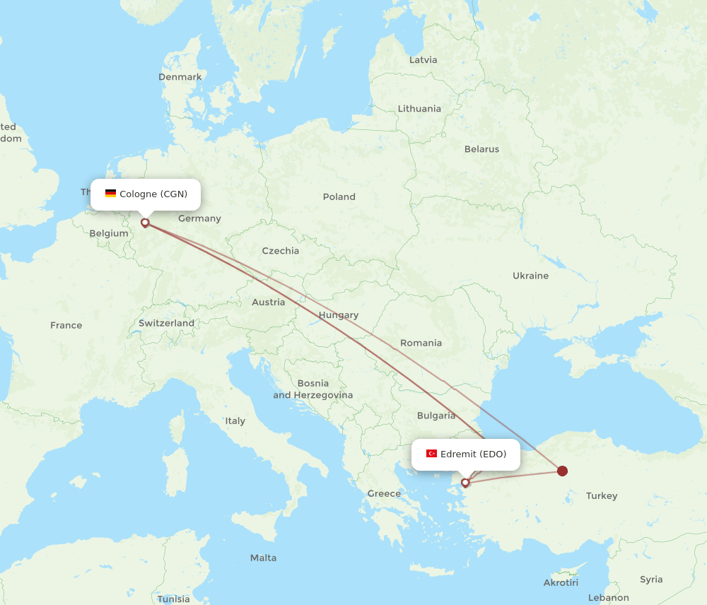 EDO-CGN flight routes