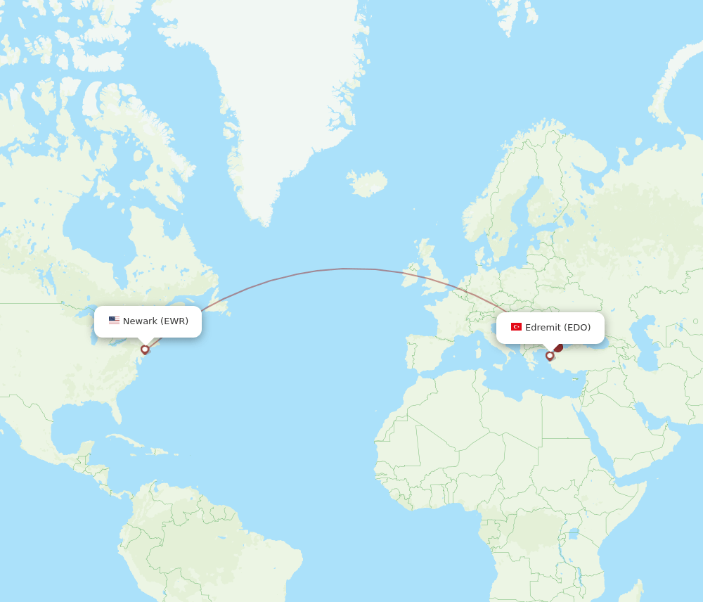 EDO-EWR flight routes