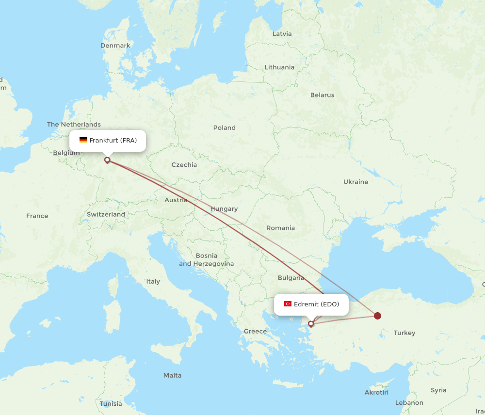 EDO to FRA flights and routes map