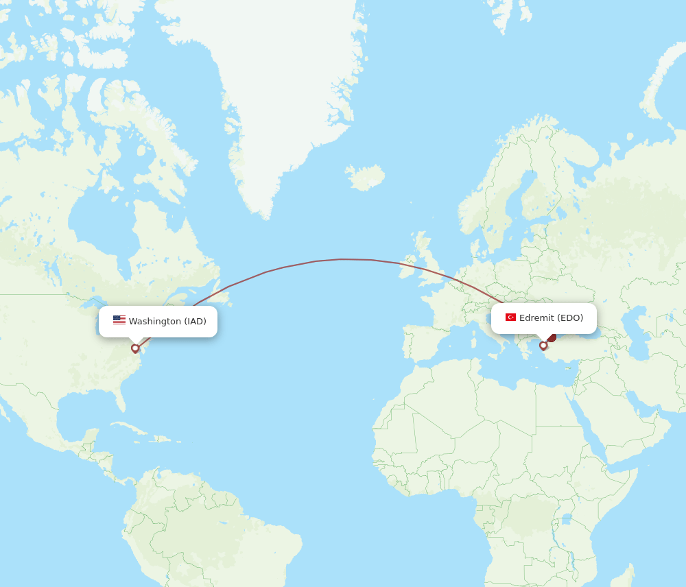 EDO-IAD flight routes