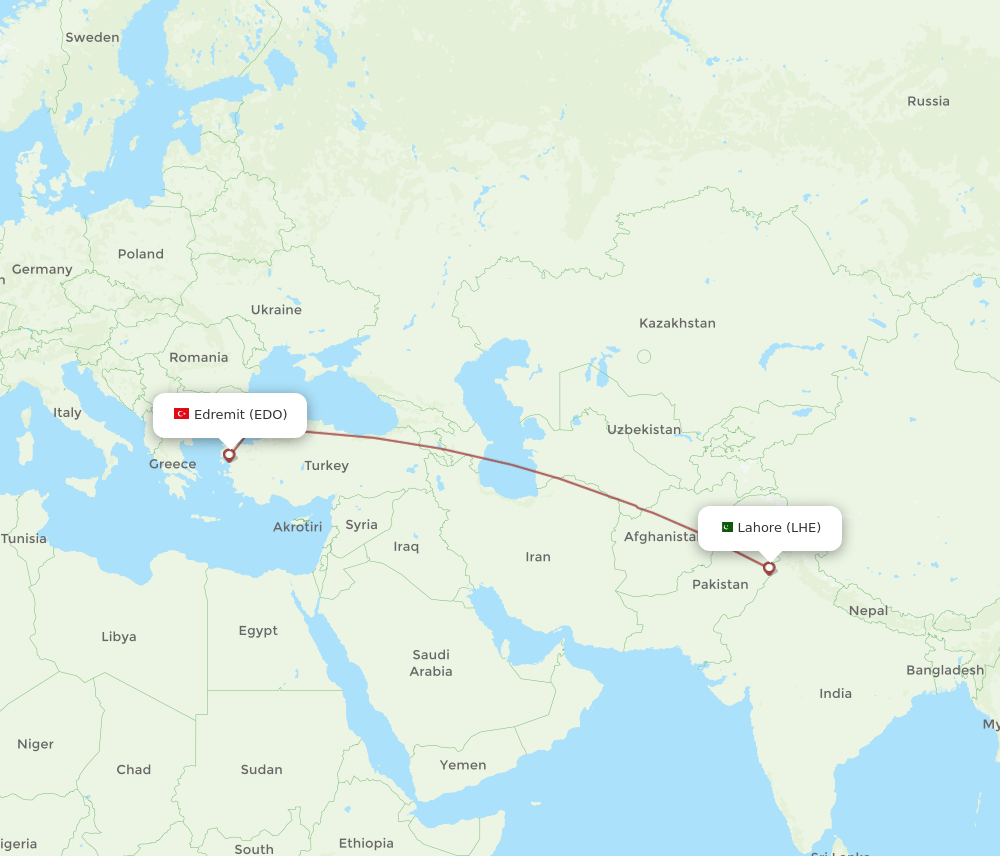 EDO-LHE flight routes