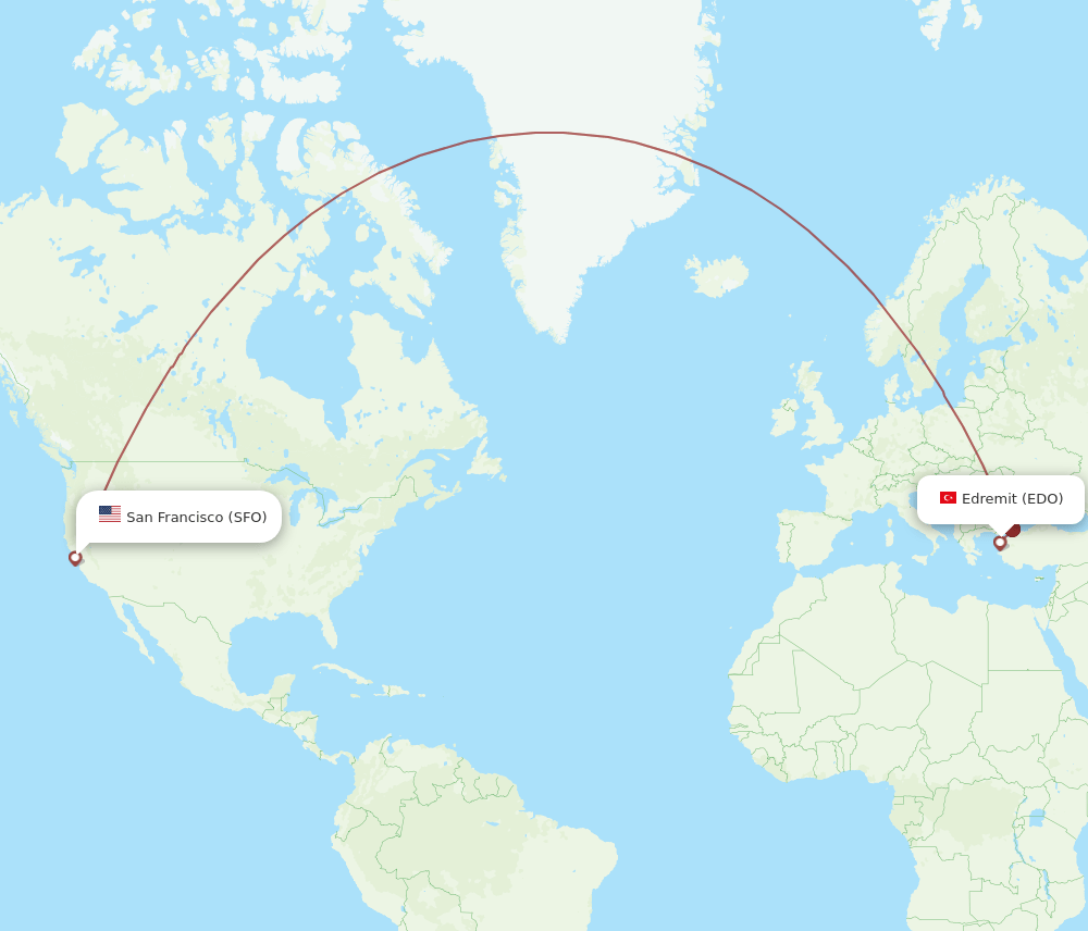 EDO to SFO flights and routes map