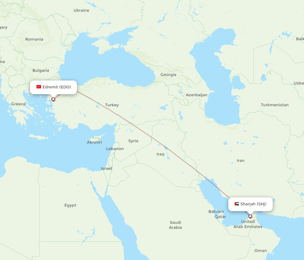 EDO-SHJ flight routes
