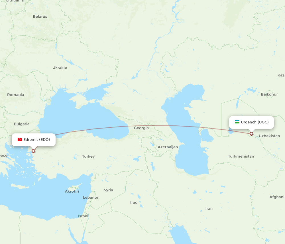 EDO to UGC flights and routes map