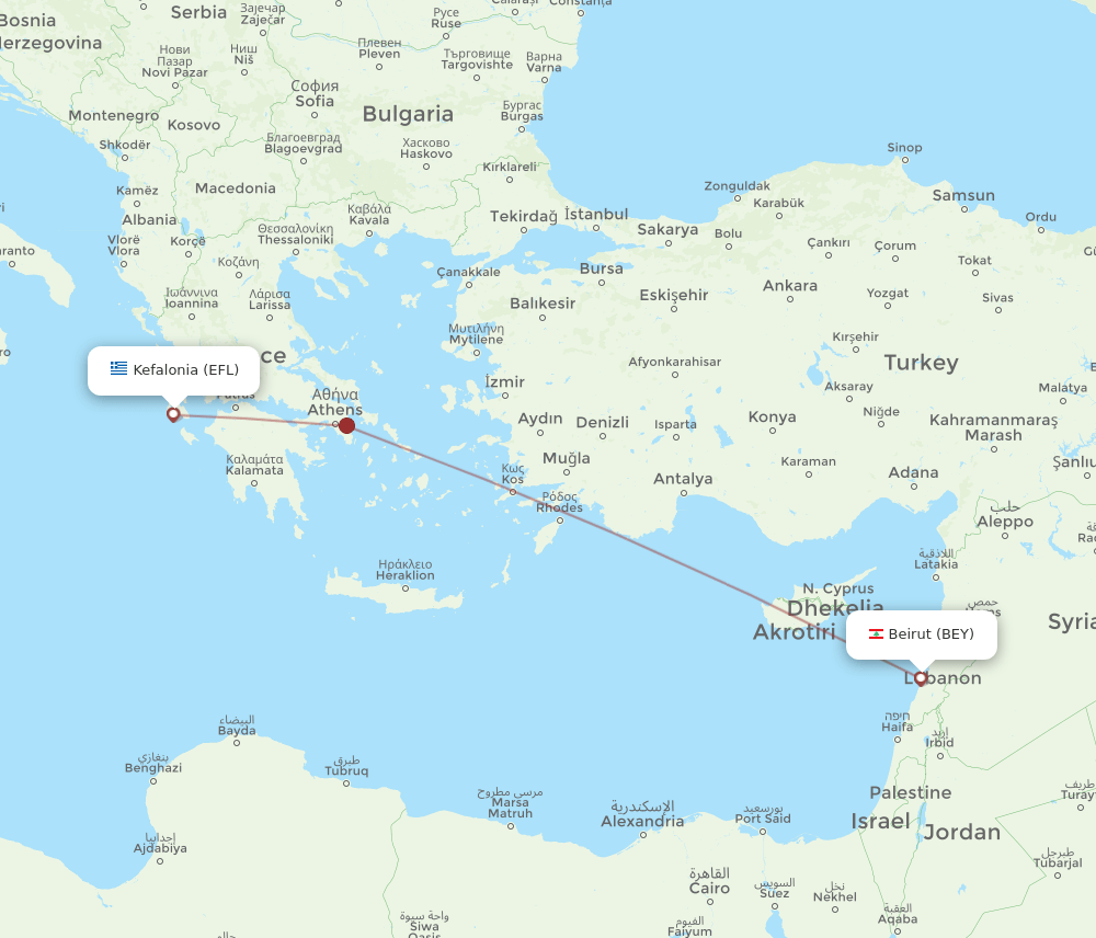 EFL-BEY flight routes