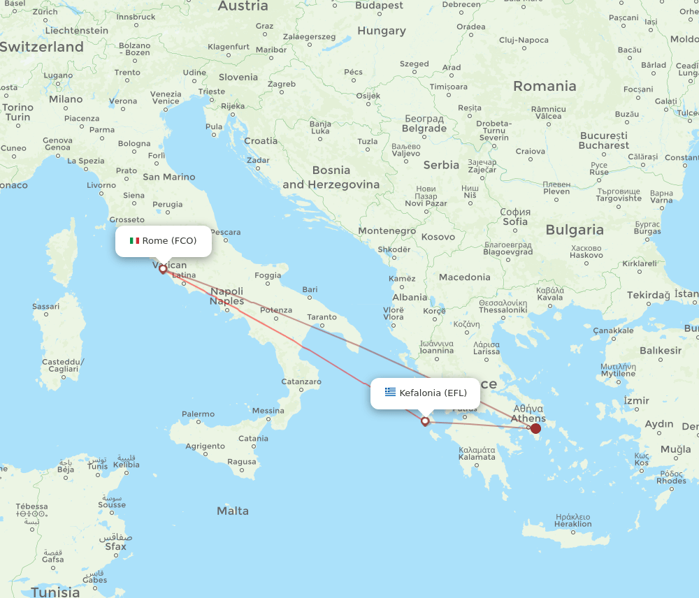 EFL-FCO flight routes