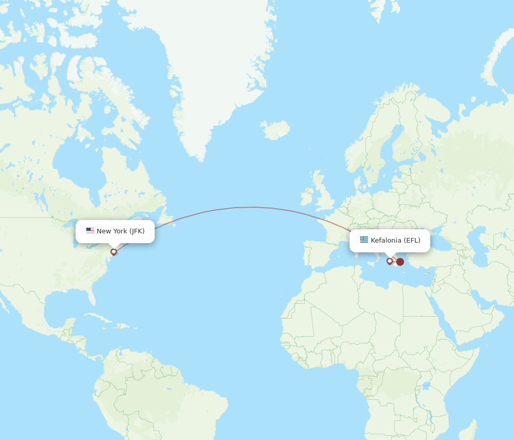 EFL-JFK flight routes