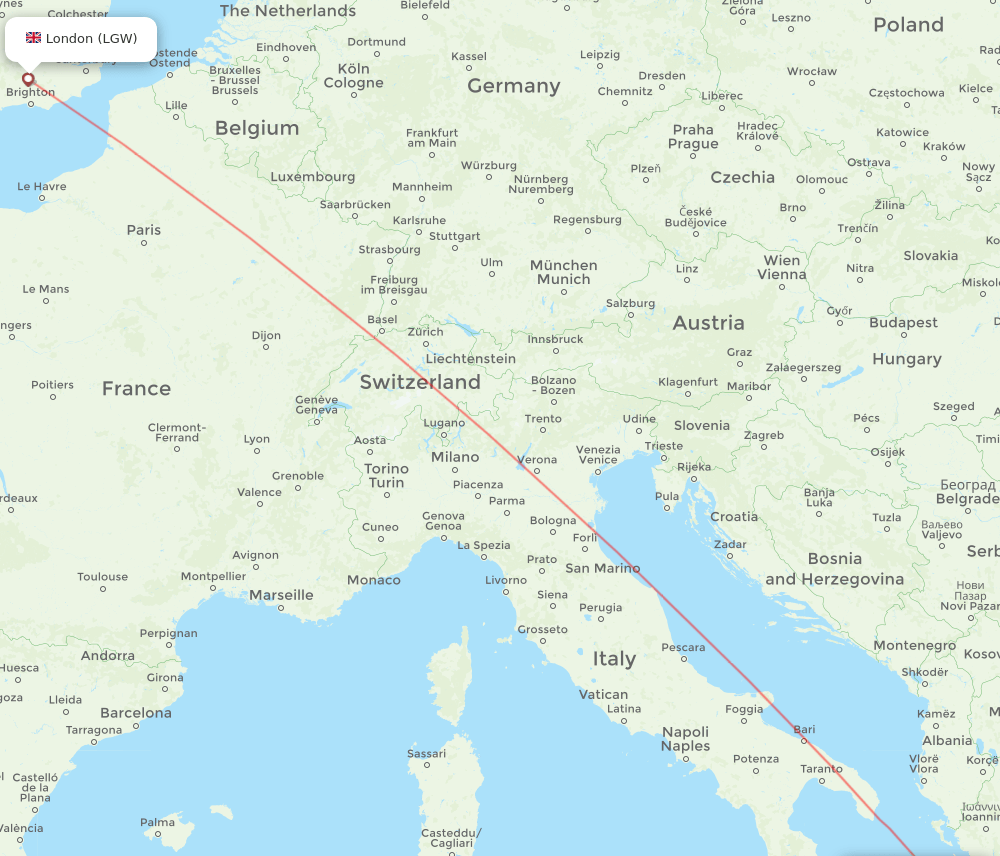 EFL-LGW flight routes