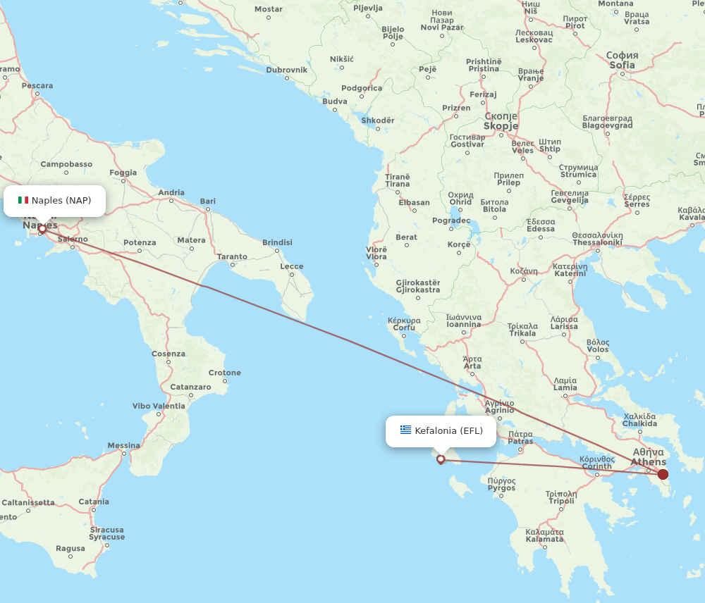 EFL to NAP flights and routes map