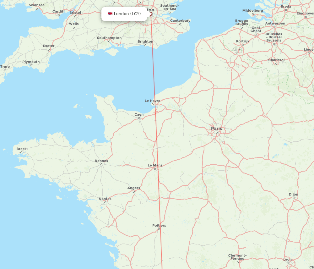 Bergerac - London route map and flight paths