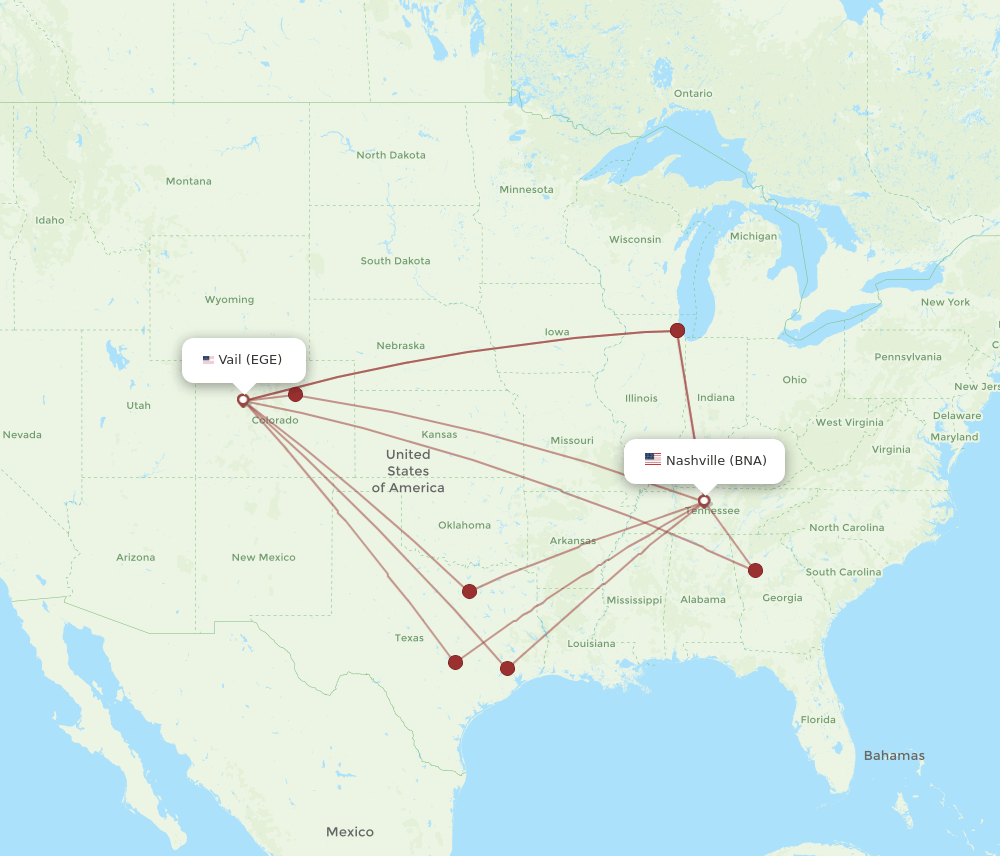 EGE-BNA flight routes