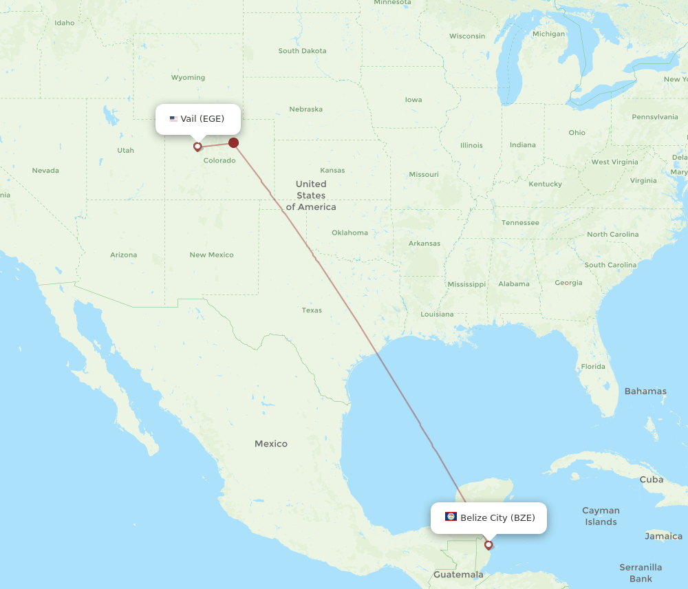 EGE-BZE flight routes