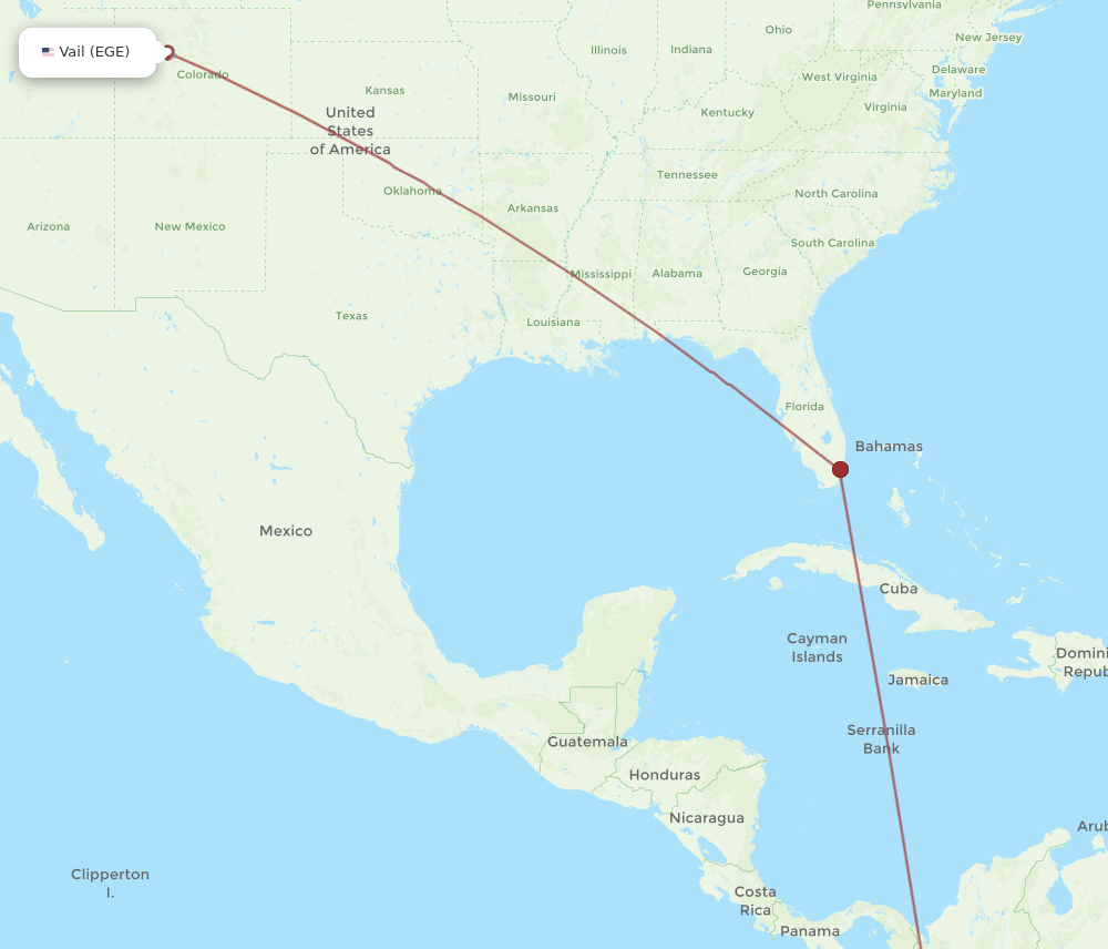 Vail - Cali route map and flight paths