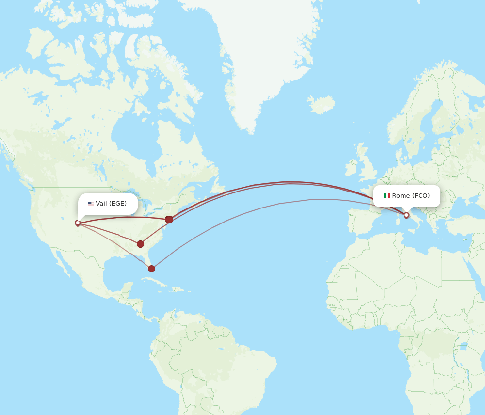 FCO to EGE flights and routes map