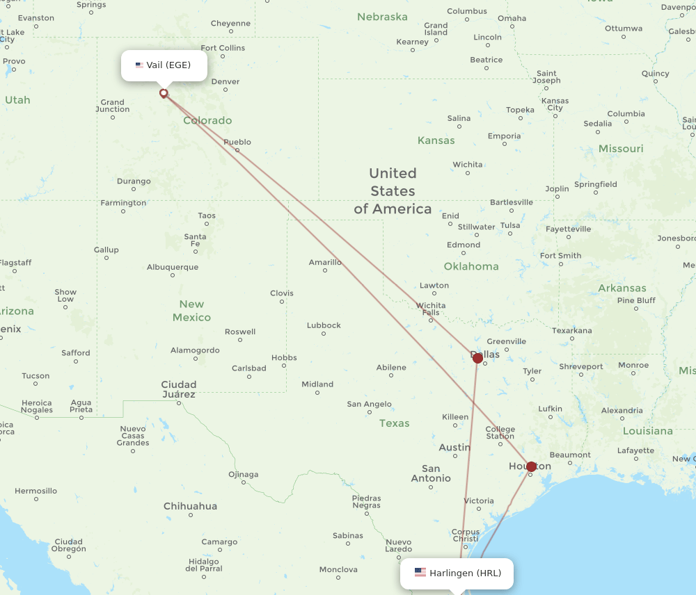 EGE-HRL flight routes
