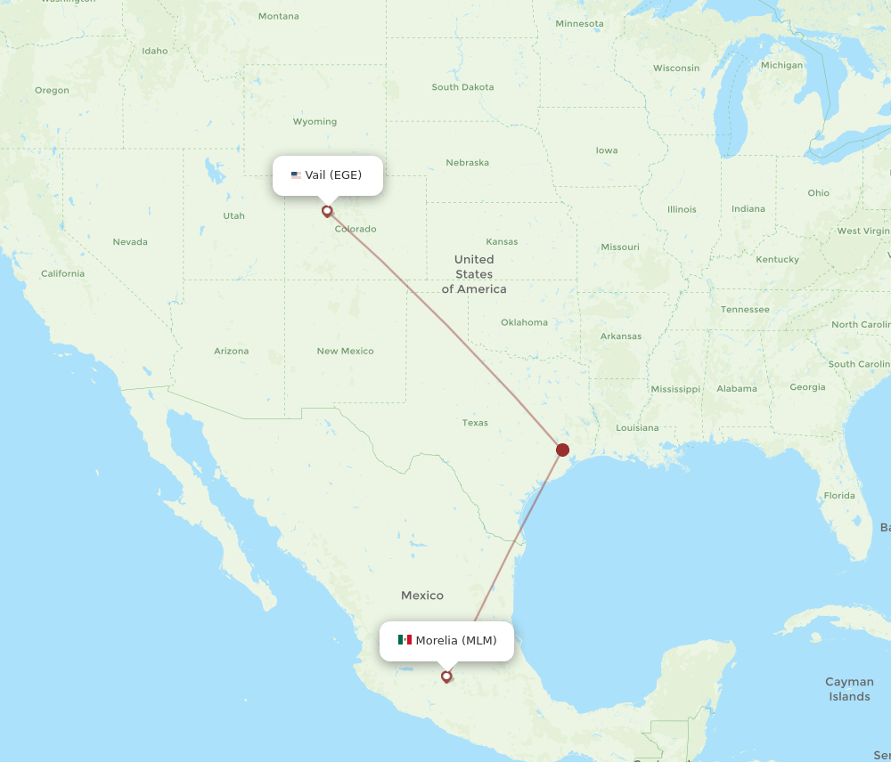 Morelia - Vail route map and flight paths