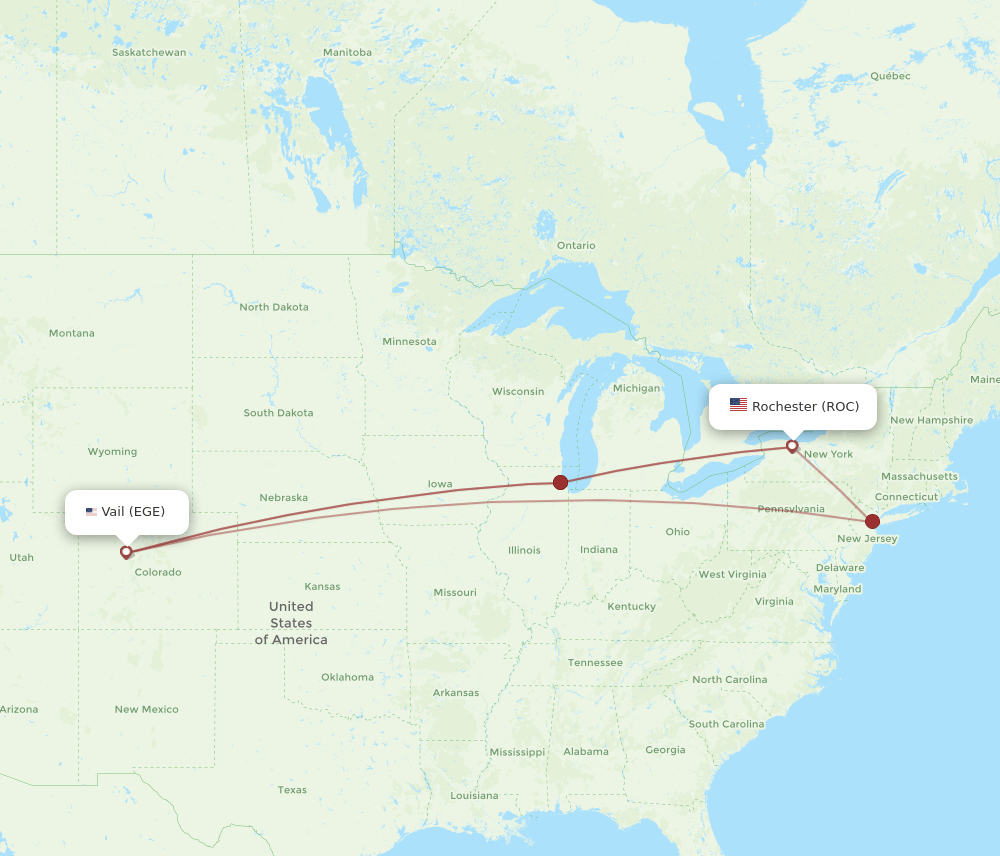 EGE-ROC flight routes