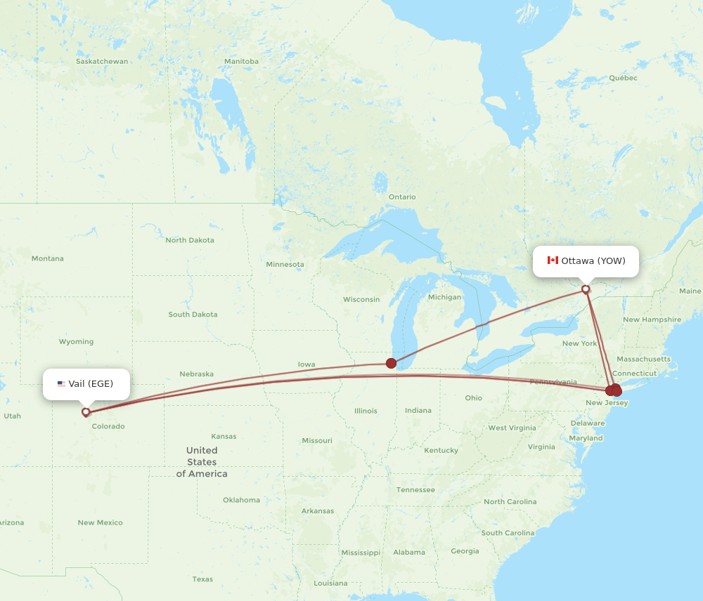 EGE to YOW flights and routes map