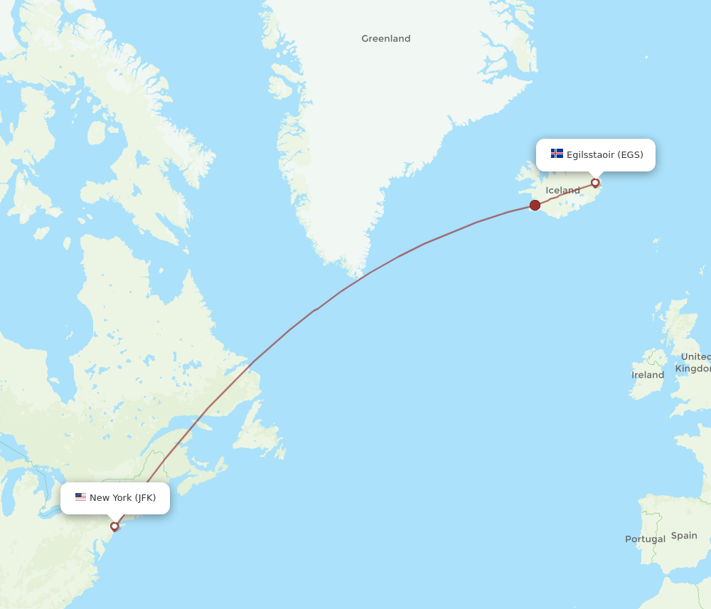 EGS-JFK flight routes