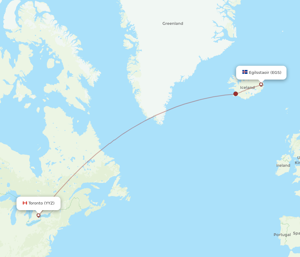 EGS to YYZ flights and routes map