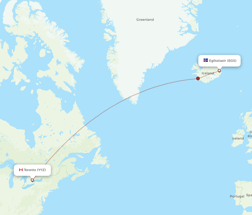 EGS to YYZ flights and routes map