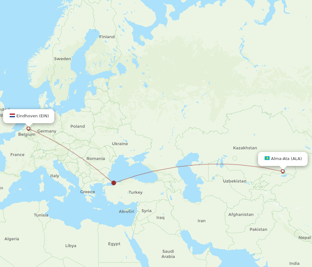 EIN-ALA flight routes