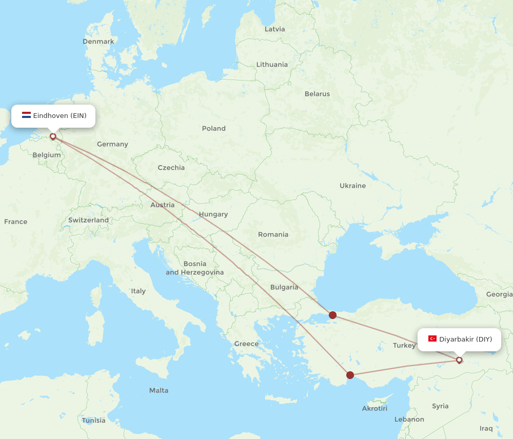 EIN-DIY flight routes