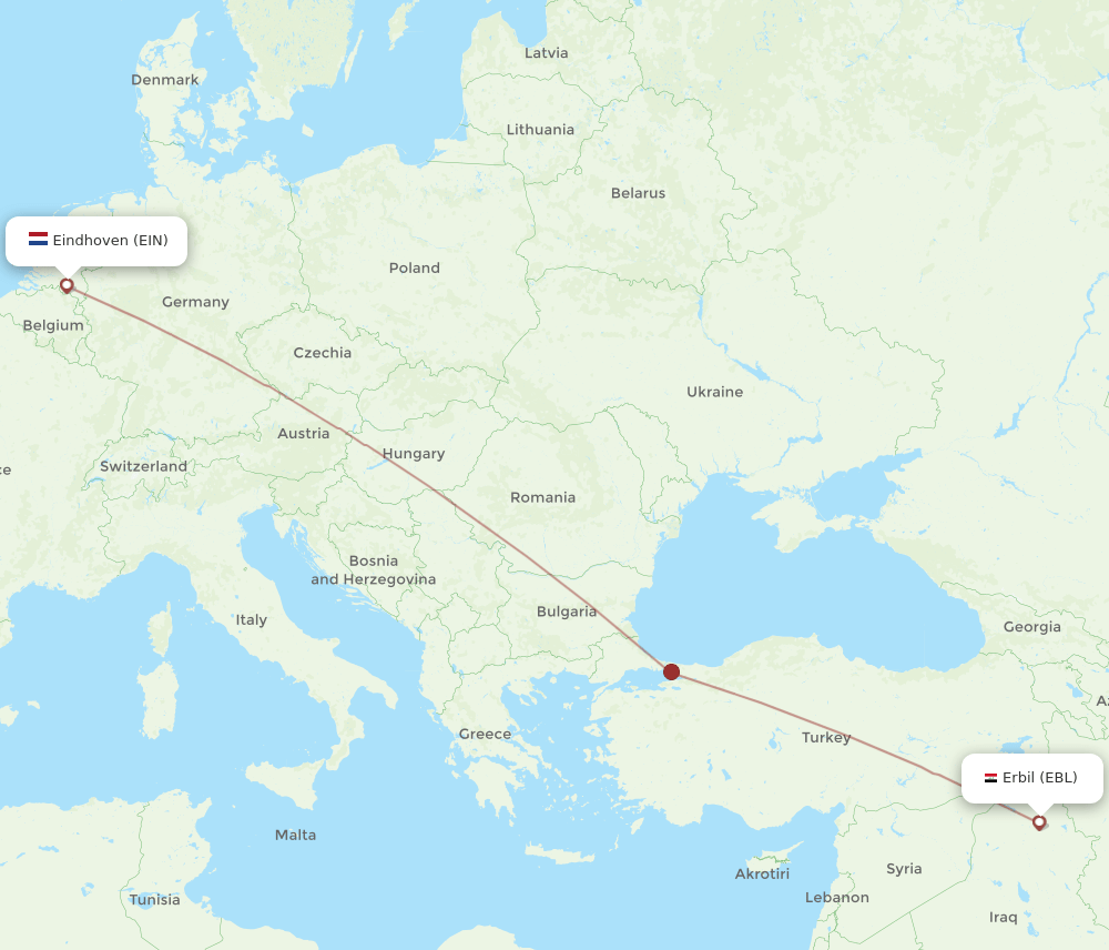 EIN-EBL flight routes
